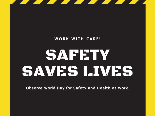 Black and Yellow Bordered World Day for Safety and Health at Work